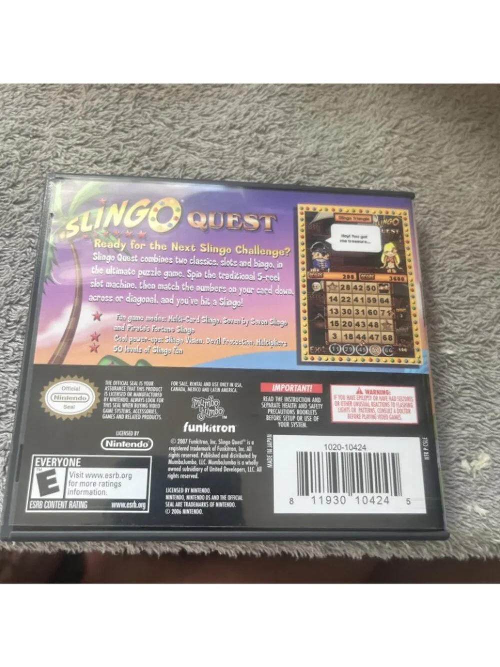 Slingo Quest (Nintendo DS, 2008) - Manual Included  Untested